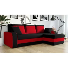 Mirjan24 Ecksofa 2-Sitzer Mikrofaser Rot/Schwarz