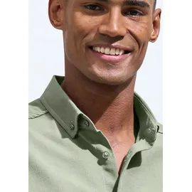 H.I.S. Kurzarmhemd "Regular Fit", Herren, Gr. L (41/42), N-Gr, grün (salbei), Web, Obermaterial: 100% Baumwolle, unifarben, regular fit, Rundhals, abgesteppte Kante, Hemden, in hochwertiger Struktur Optik