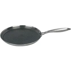 4BIG.fun Ø24 cm Pfannkuchen Pfanne aus Edelstahl Induktion Bratpfanne Blinis Crêpes Crêpepfanne Omeletts Wabenstruktur