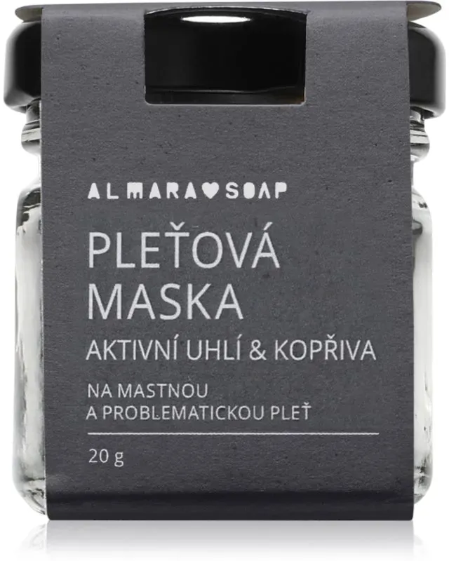 Almara Soap Face Active Charcoal & Nettle Gesichtsmaske für fettige und problematische Haut 20 g
