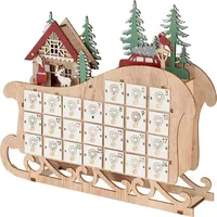 Livarno Home Weihnachts Adventskalender Holz LED Schlitten Kalender