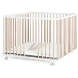 Sämann Babybett Laufgitter 100x100 cm Schlupfsprossen weiß/natur Premium Kollektion beige