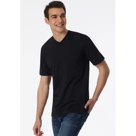 SCHIESSER American T-Shirt, 2er-Pack, V-Ausschnitt für Herren Schwarz L