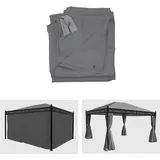 4er-Set Seitenwand für Pergola Cadiz, Ersatzseitenwand Pavillon 4x3m, Polyester - grau