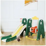 BABY VIVO Rutsche mit Basketballkorb Froggy Dunkelgrün