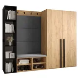 ABIKS MÖBEL Garderoben-Set MIRO Set 4, Garderobe mit gepolsterten Paneelen, Modern Design grau