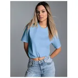 TRIGEMA Damen, Regular Fit T-Shirt 536202, Einfarbig, Gr. X-Small, blau (horizont), 042) - XS