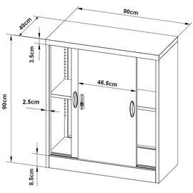 [en.casa] Aktenschrank, Rieti Stahl 90x40x90 cm