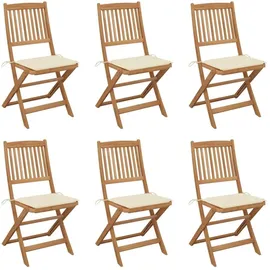 vidaXL Klappbare Gartenstühle 57 x 57 x 91 cm cremeweiß 6 St.