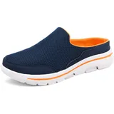 SMajong Weiche Pantoffeln Damen Herren Hausschuhe Atmungsaktive Clogs Leichte Slip On Mule rutschfest Gartenschuhe Pantoletten für Indoor Outdoor C-Blau orange,Gr.47 - 47 EU
