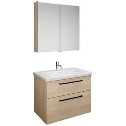 burgbad Eqio Möbelkombination inkl. Keramik-Waschtisch 83 cm, mit Stangengriff G0234, Badmöbel,