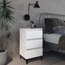 vidaXL Nachtschrank mit Metallbeinen 40 x 35 x 69 cm Weiß