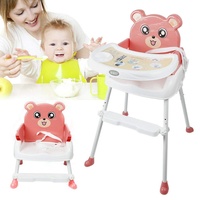 DiLiBee 4 IN 1 Kinderhochstuhl Hochstuhl Treppenhochstuhl Babystuhl verstellbar Für Kinder (Rosa)