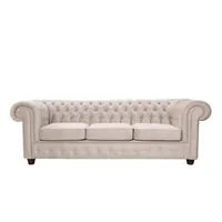 Xlmoebel Chesterfield-Sofa Klassiker 3 Sitzer Chesterfield Leder Textil Sofas Sofort, Made in Europa weiß