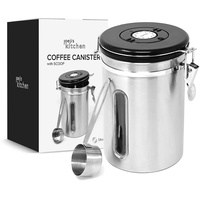 Joeji's Kitchen Kaffeedose Luftdicht Kaffeebohnen Edelstahl Aromadicht mit Messlöffel