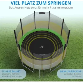 Kinetic Sports Salto Plus 244 cm inkl. Sicherheitsnetz, Regenplane und Leiter Grün