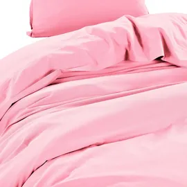 Wometo Bettwäsche Renforce Stone-Washed 135x200 & 80x80 100% Baumwolle - rosa OekoTex weich modern Used-Look Leinen-Optik