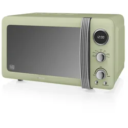 SWAN SM22030GNEU Retro Digitale Mikrowelle 20L, 5 Leistungsstufen, Auftauen, Timer, Grün, 800W