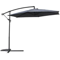 Ampel Sonnenschirm Andorra - Ø 300 x 250 cm - Grau - Ampelschirm mit UV-Schutzfaktor 50+, Kurbel, Alu-Gestell, Ständer, Standfuß (ohne Platten)