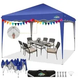 COBIZI Pavillon 3x3 Faltpavillon 3x3 wasserdicht stabil Winterfest mit | Pop-Up Klicksystem | UV-Schutz 50+ | Partyzelt Garten Zelt klappbar 3x3m mit Lüftungsöffnung inkl. Tasche & 8X Erdspieße, Blau