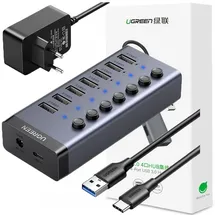 UGREEN multifunction HUB 7in1 (USB-C, 8 Ports), Dockingstation - USB Hub, Grau