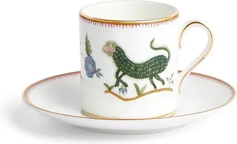 WEDGWOOD Kit Kemp Mythical Creatures Fein Bone China Espressotasse & Untertasse Set mit 22K Goldbänderung