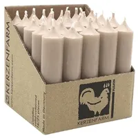 luterna Stabkerzen aus Paraffin, 100/22 mm, Taupe, KERZENFARM HAHN, Brenndauer ca. 4h, 25 Stück pro Verpackung