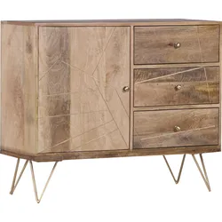 Kommode GUTMANN FACTORY "Scan", beige (natur), B:105cm H:88cm T:43cm, Massivholz, Sideboards, mit modernen Haarnadel Beinen