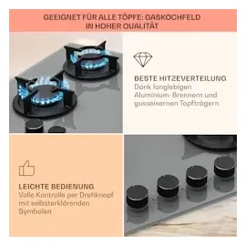 Klarstein Gaskochfeld 4-flammig 60 cm