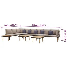 vidaXL 8-tlg. Garten-Lounge-Set mit Kissen braun