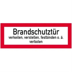 Aufkleber Brandschutztür verkeilen...verboten, Folie, doppelseitig, 210x74 mm