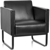 HJH Office Loungesessel BALI Black Kunstleder glatt 1-Sitzer schwarz
