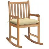 vidaXL Schaukelstuhl mit Cremeweißem Kissen Massivholz Teak
