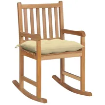 vidaXL Schaukelstuhl mit Cremeweißem Kissen Massivholz Teak