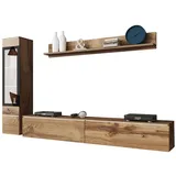Feldmann-Wohnen Wohnwand Vera, (1 Hängevitrine, 1 Lowboard, 1 Wandregal, 3-St., moderne Optik, 3-teilig, grifflos), 210x33x130cm Wotan Eiche braun