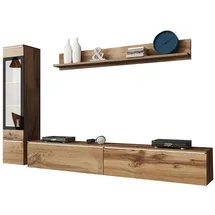 Feldmann-Wohnen Wohnwand Vera, (1 Hängevitrine, 1 Lowboard, 1 Wandregal, 3-St., moderne Optik, 3-teilig, grifflos), 210x33x130cm Wotan Eiche braun