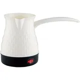 Milageto Espressokocher, 500 ml elektrische türkische Kaffeekanne, Edelstahl-Kaffeekessel, Teekessel mit Henkel, Wasserkocher für Haushalt Café Büro, Einfach Weiß