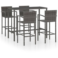 vidaXL 5-tlg. Gartenbar-Set Poly Rattan Grau