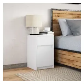 vidaXL Nachttisch mit LED-Leuchten Weiß Holzwerkstoff