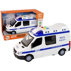 LEAN Toys Spielzeug-Auto Polizeiauto Licht Sound Spielzeug Modell Fahrzeug Auto Reibungsantrieb weiß