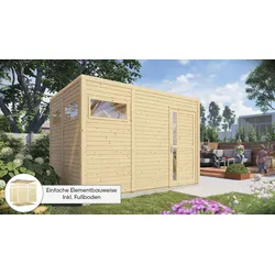 Gartenhaus KONIFERA "Cubus 3", beige (naturbelassen), Fußboden im Gartenhaus, ohne Dacheindeckung, Holz, Gartenhäuser, Inklusive Fußboden
