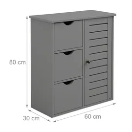 Relaxdays Badezimmerschrank 80 x 60 x 30 cm Grau