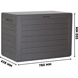 Prosperplast Woodebox Gartenbox Kissenbox Gartentruhe (190 Liter, Umbra)