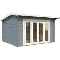 Palmako Gartenhaus Ines 11,1 m2 - 44 mm hellgrau/weiß
