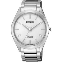 CITIZEN Herren Analog Eco-Drive Uhr mit Super Titanium Armband Silber Weiß BJ6520-82A