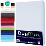 Buymax® Spannbettlaken 80x200cm Doppelpack 100% Baumwolle Spannbetttuch Bettlaken Jersey, Matratzenhöhe bis 25 cm, Farbe Weiß