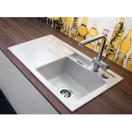 Systemceram Spüle KeraDomo BELA 100 in FANGO - Becken rechts mit Handbetätigung / Systemceram / Keramikspüle