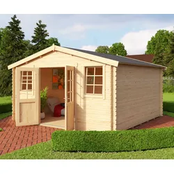 Gartenhaus LASITA MAJA "Mosel 4", beige (naturbelassen), Fußboden im Gartenhaus, ohne Dacheindeckung, Holz, Gartenhäuser