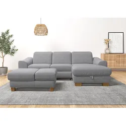 Ecksofa HOME AFFAIRE "Dundee L-Form", grau (steel), B:264cm H:86cm T:170cm, Sofas, wahlweise mit Kopfteilverstellung und zusätzlich mit Bettfunktion