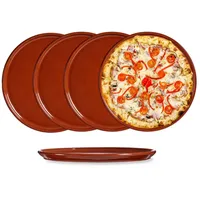 Annastore Pizzateller aus Ton Mittelalter-Geschirr Servierplatte aus Ton Ø 32 cm, (4 St)